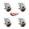Service Caster 3 Inch High Temp Phenolic Wheel Swivel Top Plate Caster Set with Brake SCC SCC-20S314-PHSHT-TLB-4